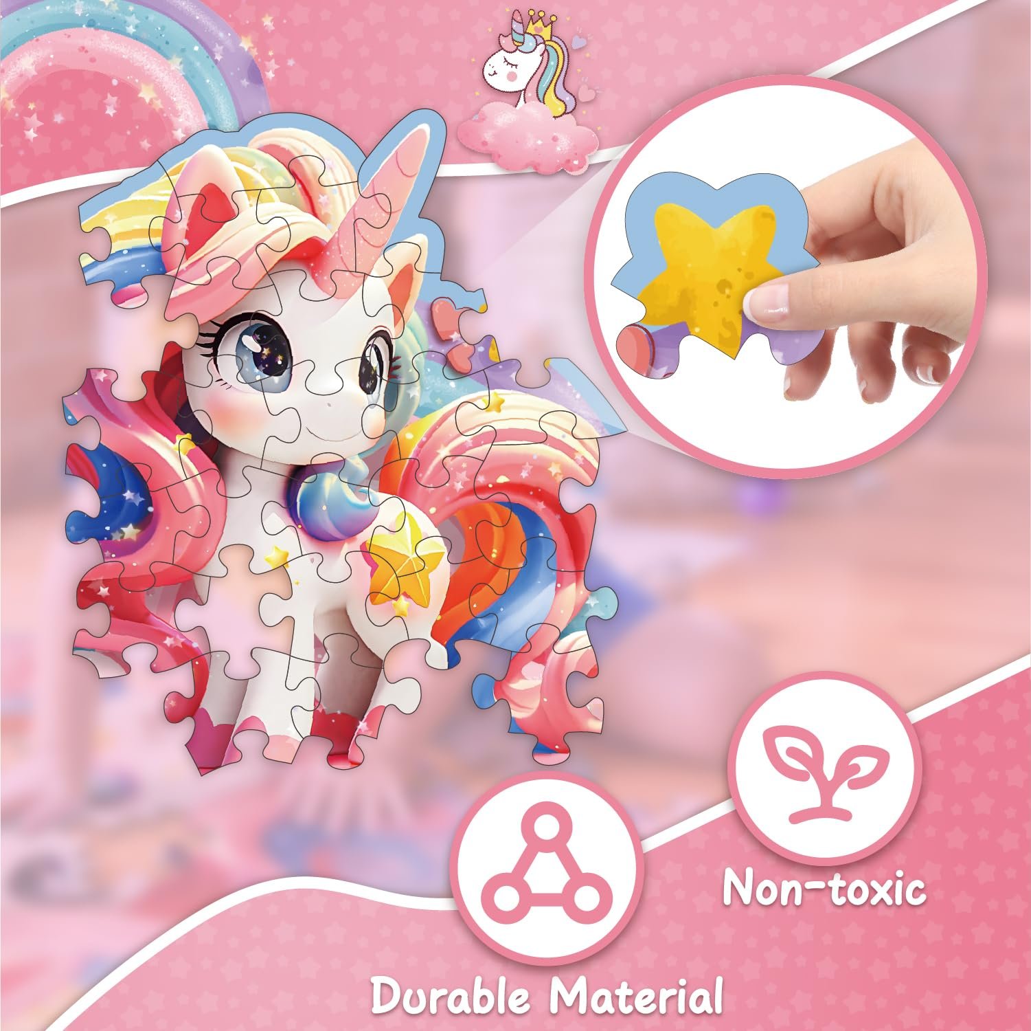 Пазл підлоговий Unicorn Floor Puzzles 45 елементів рожевий, фото №5 Пазл підлоговий Unicorn Floor Puzzles 45 елементів рожевий, фото №5