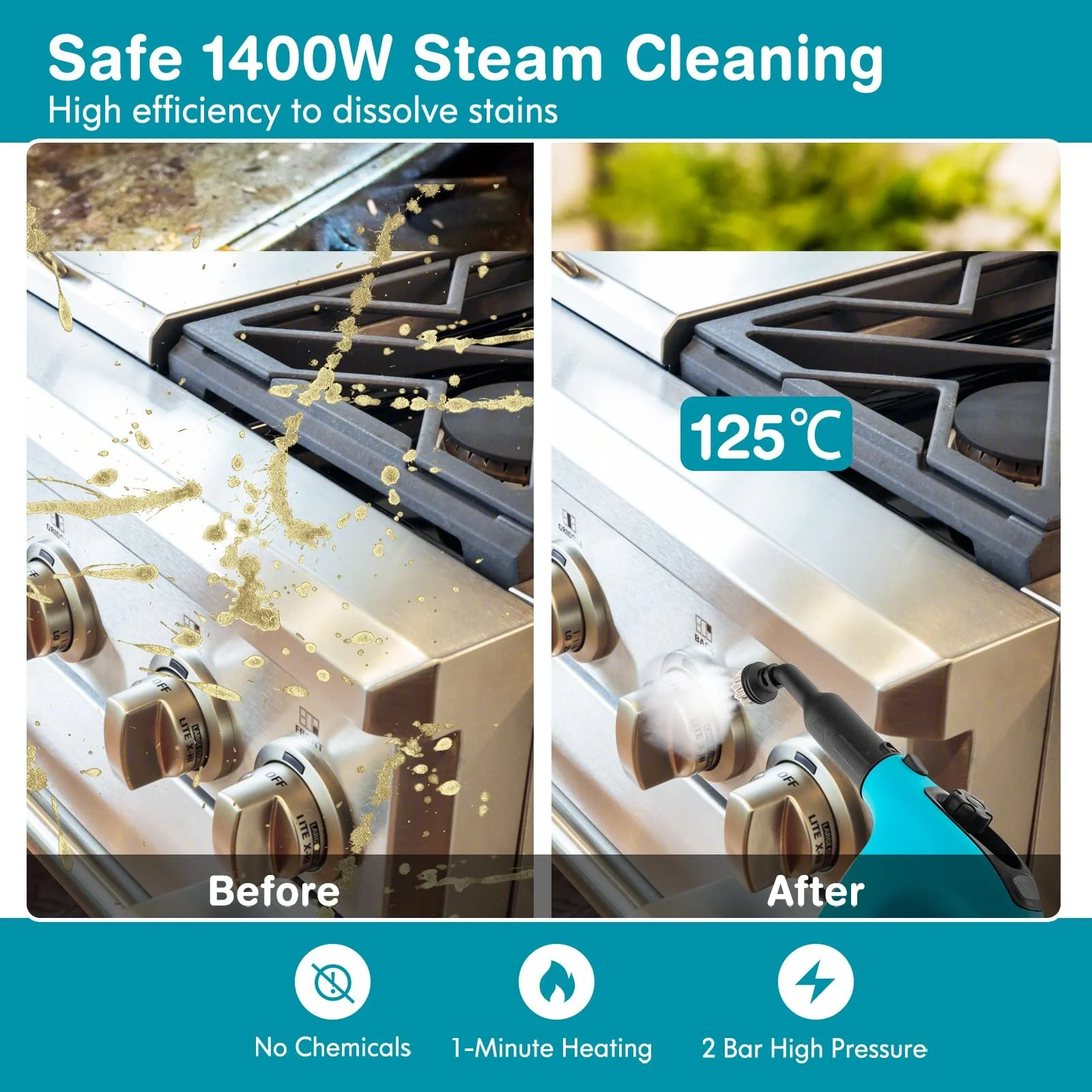 Пароочиститель SOARS 14 аксессуаров 2 Bar 125 ℃ 1 мин 1500 W 400ML Blue, фото №5 Пароочиститель SOARS 14 аксессуаров 2 Bar 125 ℃ 1 мин 1500 W 400ML Blue, фото №5