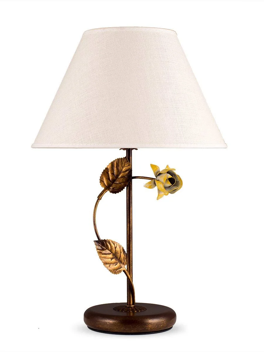 Настільна світлодіодна лампа Florentine 4037510-1 Квіткова Тканинний абажур Античний коричневий, фото №1