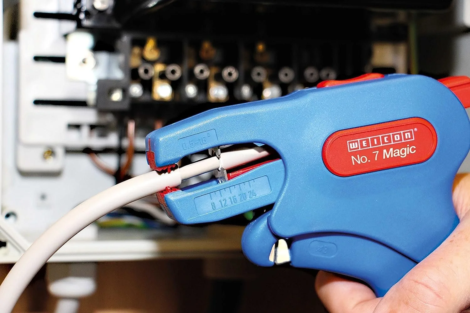 Инструмент для зачистки проводов WEICON Magic-Automatic No.7, синий/красный, один размер, фото №3