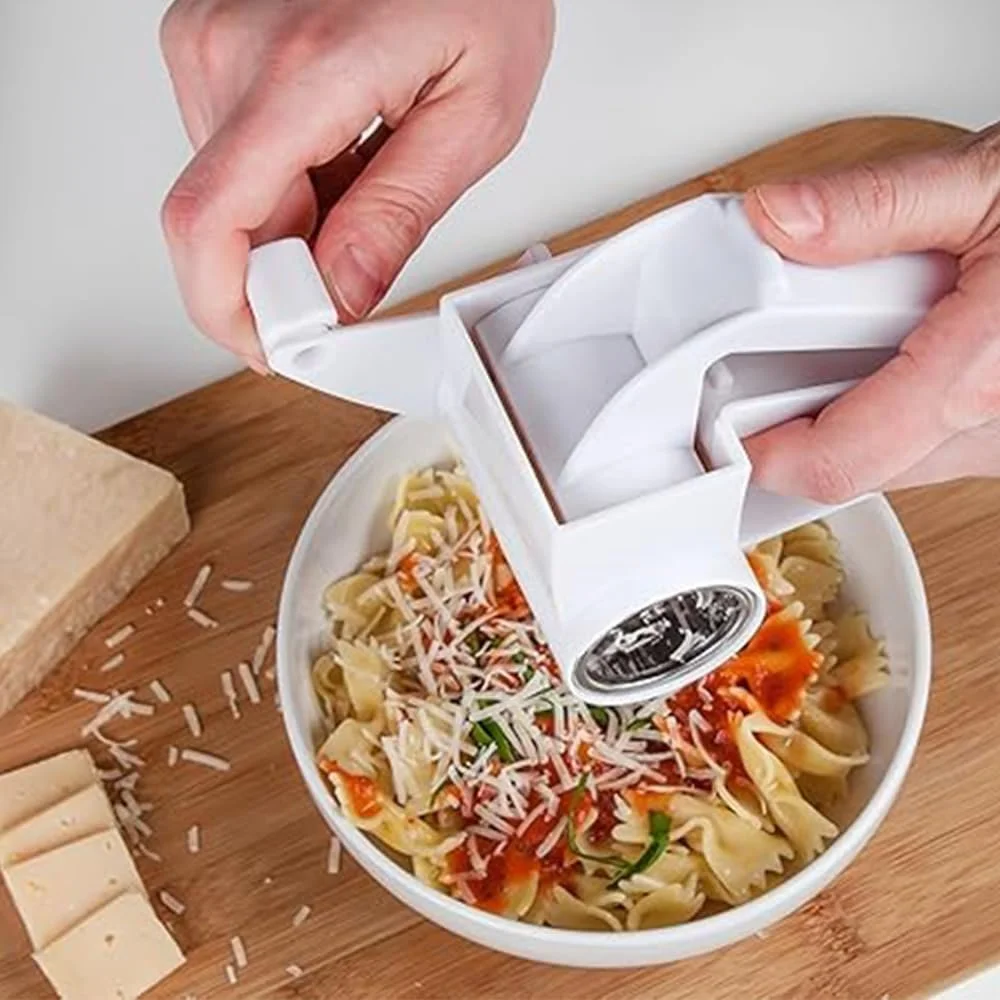 Ручна сирна терка з обертовою ручкою, багатофункціональна кухонна для пармезану, горіхів, шоколаду, часнику, 4 шт., фото №9