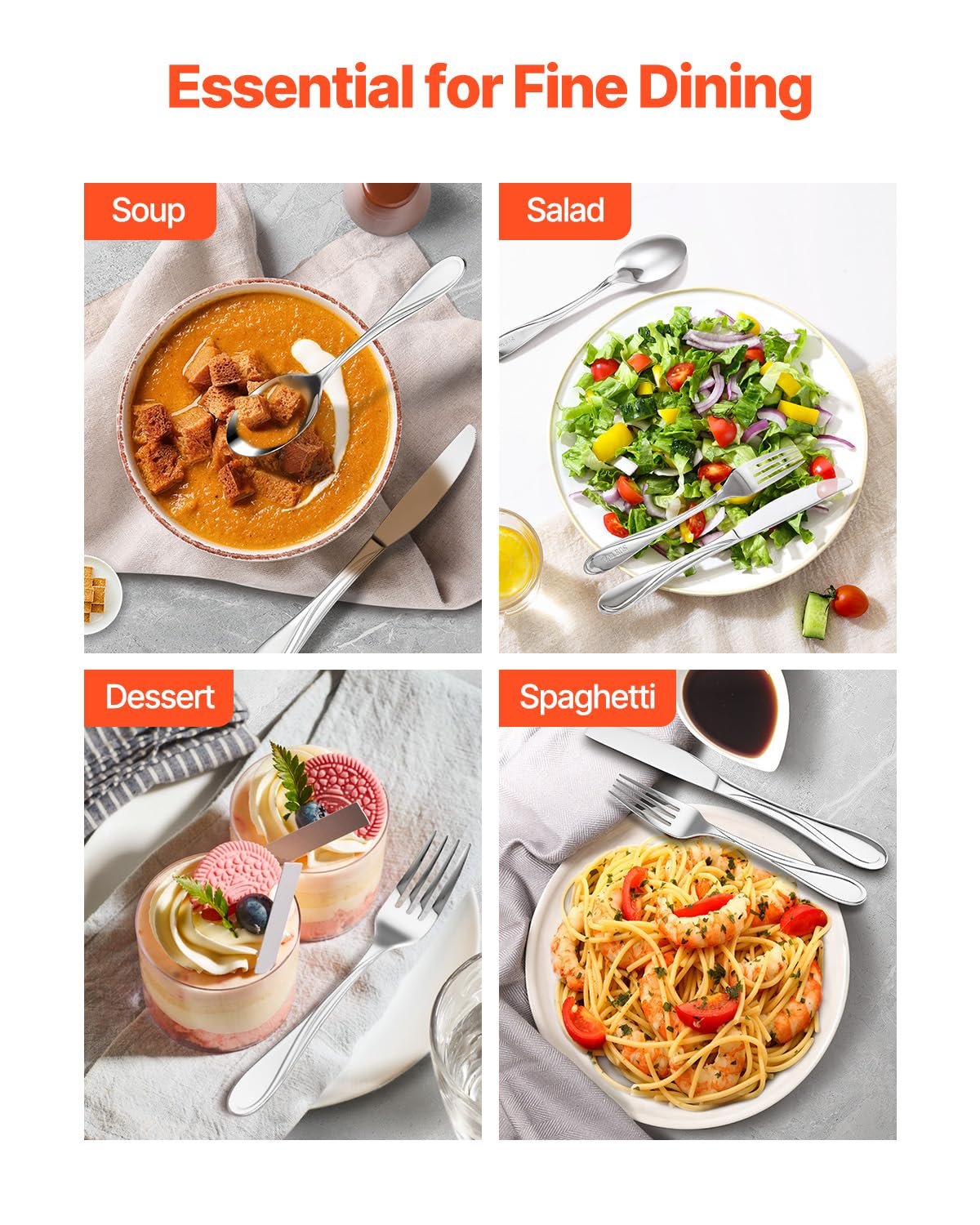 Набор столовых приборов VEVOR на 12 персон, 65 предметов из пищевой нержавеющей стали, фото №6 Набор столовых приборов VEVOR на 12 персон, 65 предметов из пищевой нержавеющей стали, фото №6