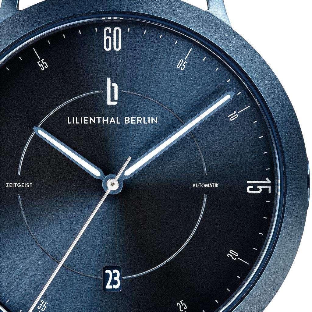 Часы Lilienthal Berlin Zeitgeist Automatic All Blue для мужчин из серебряной хирургической стали с автоматическим механизмом и сапфировым стеклом - 42.5 мм, фото №2