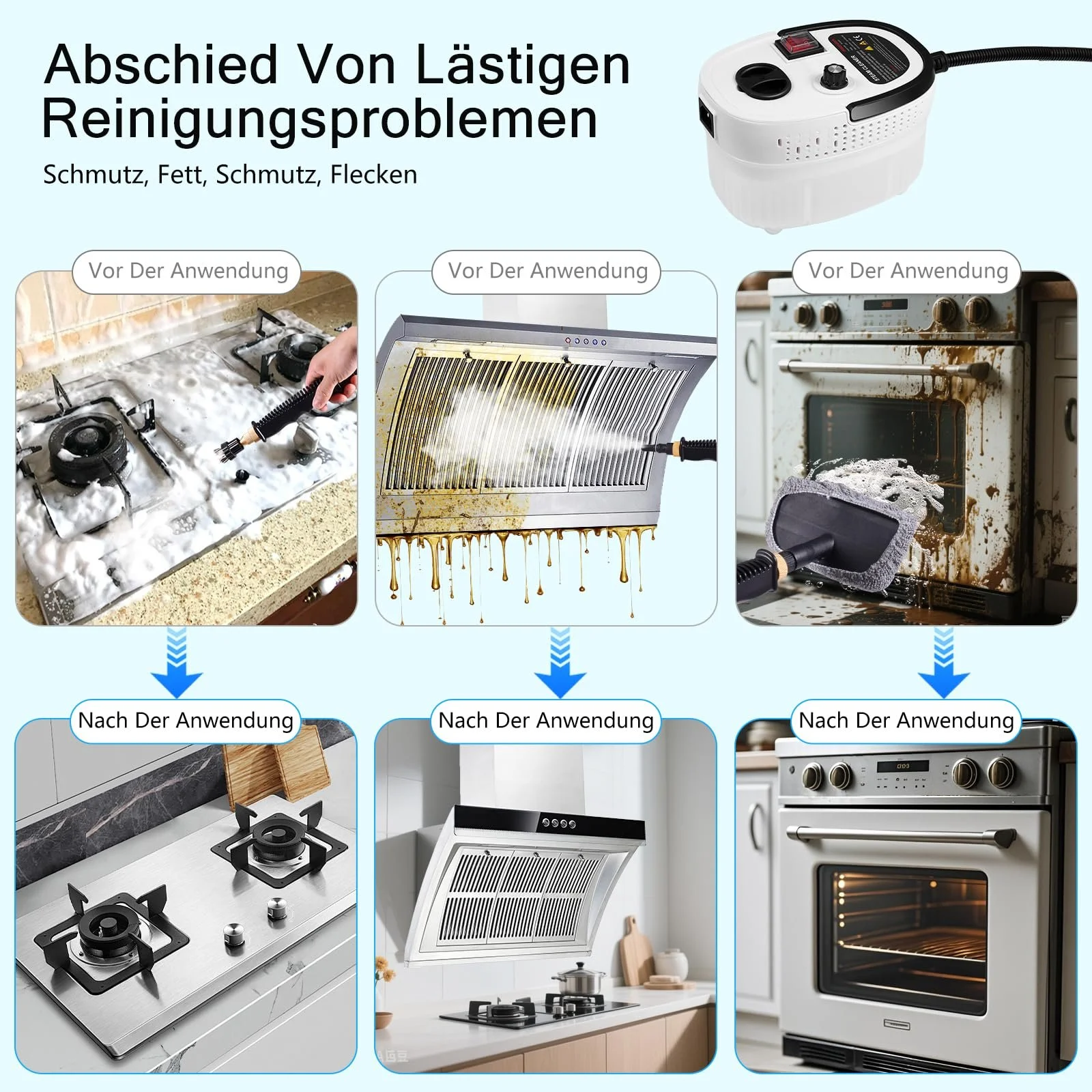 Пароочисник ручний 2500 Вт 1200 мл 3.0 бар White, фото №7