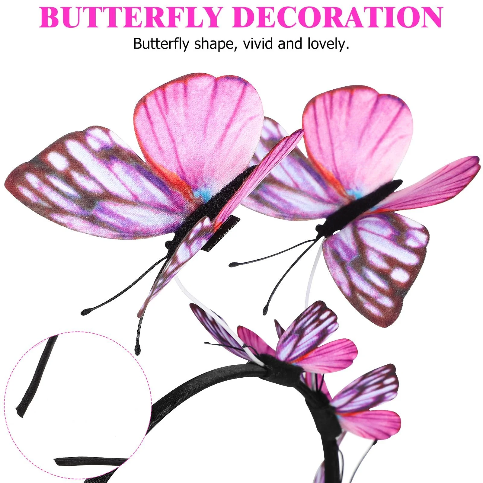 Обруч для волосся з метеликами FOMIYES для жінок, рожевий, фото №4 Обруч для волосся з метеликами FOMIYES для жінок, рожевий, фото №4