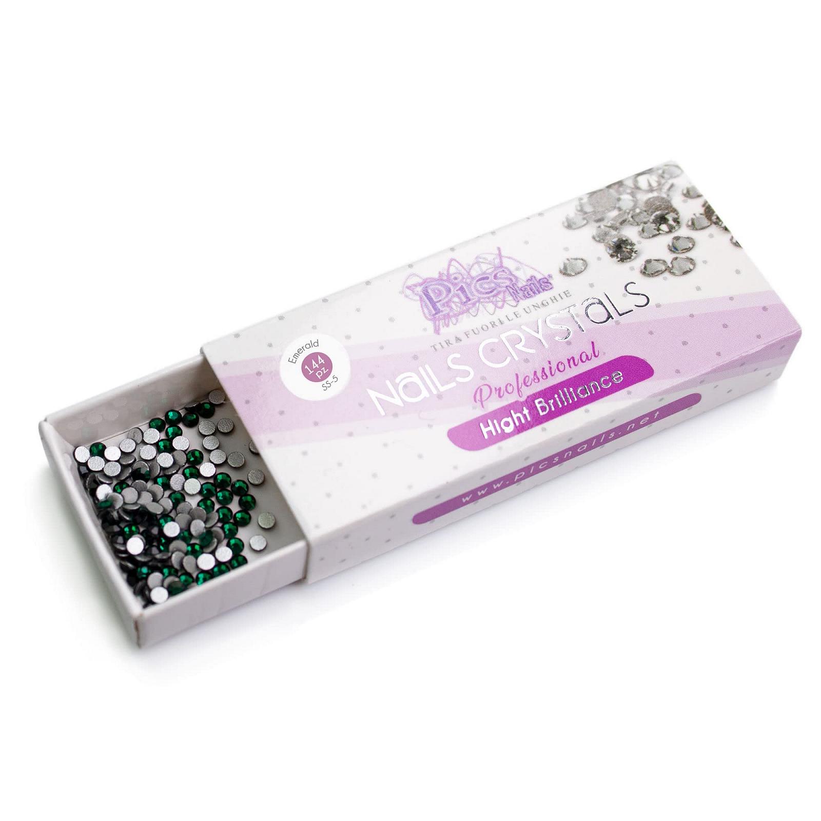 Блестки для ногтей SS-5 (1.7 мм) 144 кристалла для ногтей профессионального качества, высокая яркость, изумрудный цвет, фото №2