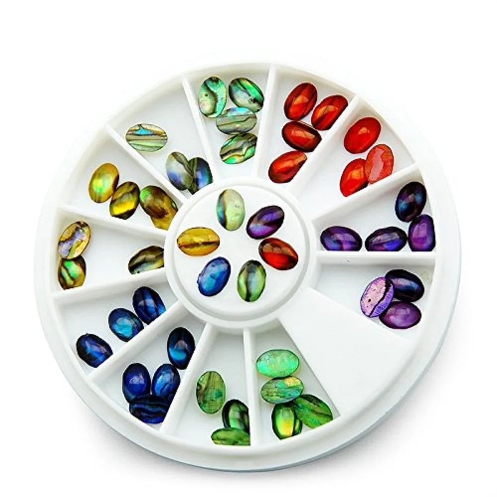 Овальні Наклейки для Нігтів KADSalone, 48 шт, 6 кольорів, 3D Дизайн, фото №1