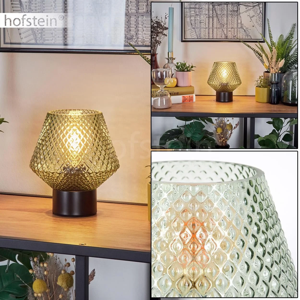 Настільна лампа Paderne Metal / Glass E27 Ø15 см Black / Green, фото №2