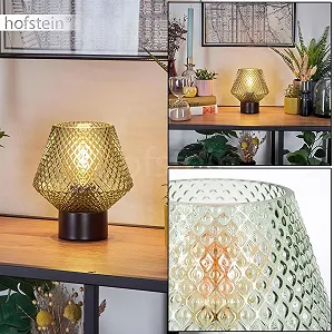 Настільна лампа Paderne Metal / Glass E27 Ø15 см Black / Green synthetic.ua - Фото 1