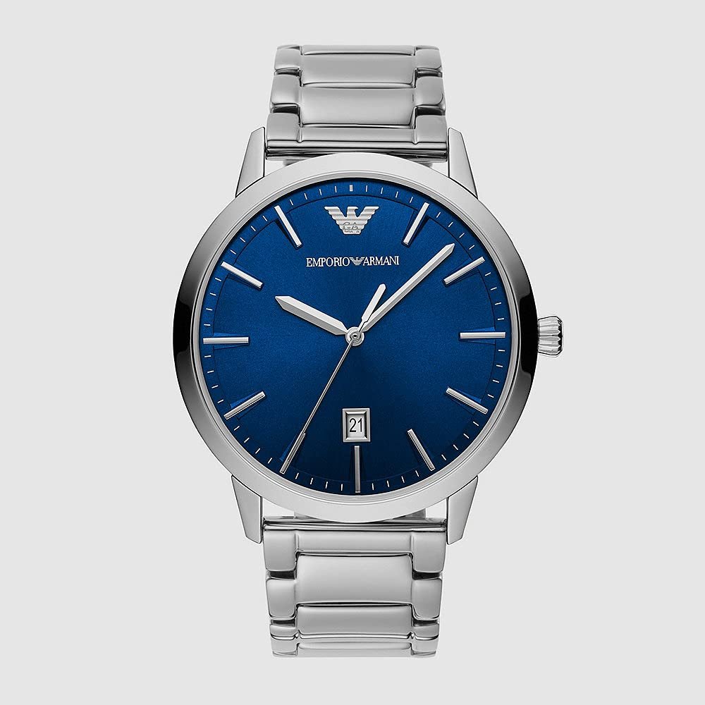 Чоловічий годинник Emporio Armani Three Hands, корпус з нержавіючої сталі, розмір корпусу 43 мм, синій, Dress, фото №11