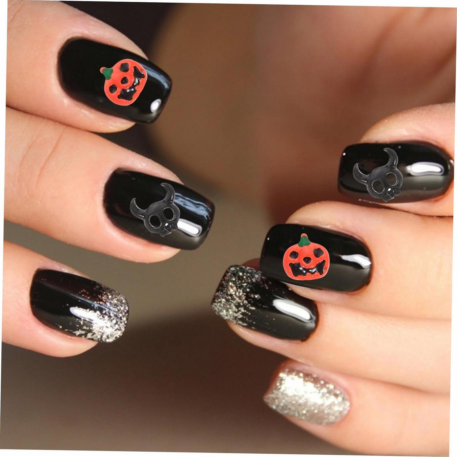 Украшения для ногтей MERRYHAPY Набор 30 шт., Хэллоуин, Черный, фото №8