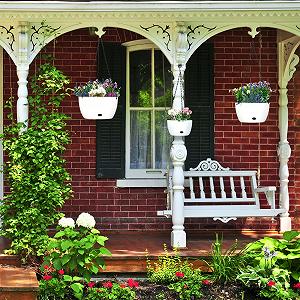 Підвісні кошики Relaxdays з резервуаром для води набір 3 розміри самополив Білий synthetic.ua - Фото 1