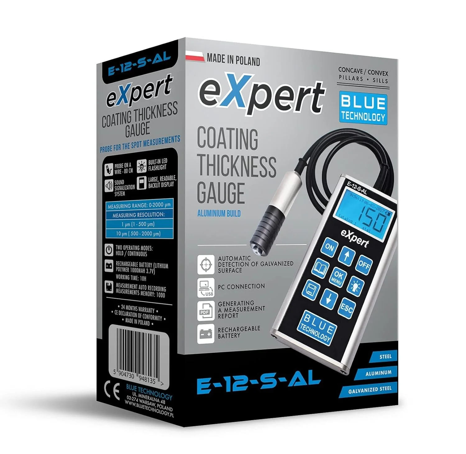 Толщиномер краски Blue Technology E-12-S-AL eXpert Черный/Серебряный, фото №3