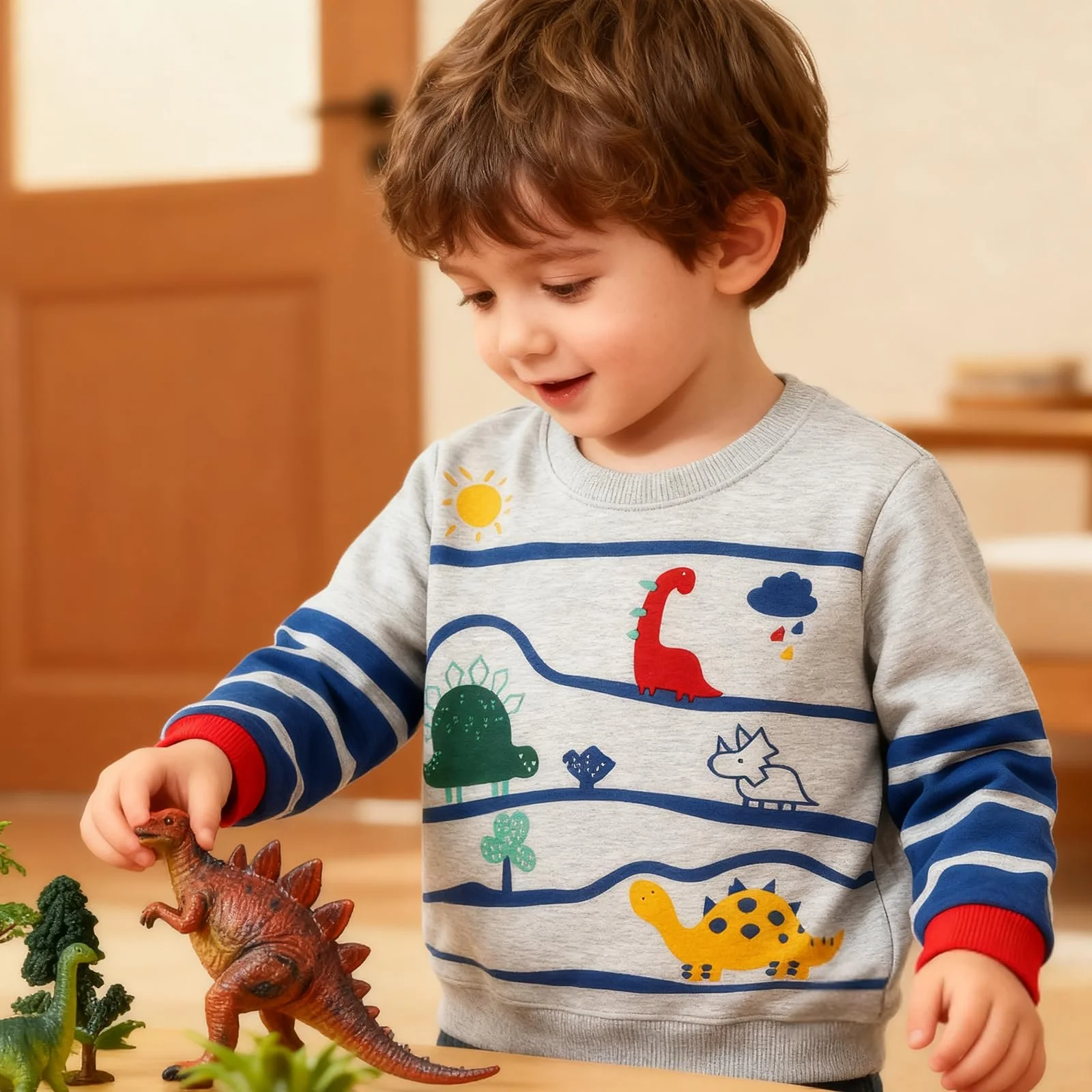 Толстовка Dinopjs для мальчиков, детская, с длинными рукавами, милый хлопковый динозавр, мультяшные юрские планеты, экскаватор, самосвал, трактор, зимние и весенние теплые топы, 2-7 лет, фото №2 Толстовка Dinopjs для мальчиков, детская, с длинными рукавами, милый хлопковый динозавр, мультяшные юрские планеты, экскаватор, самосвал, трактор, зимние и весенние теплые топы, 2-7 лет, фото №2