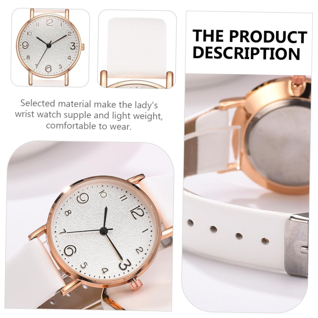 Женские часы WRITWAA 2 шт. Классический ПУ кожаный ремешок Аналоговый кварцевый механизм, фото №7