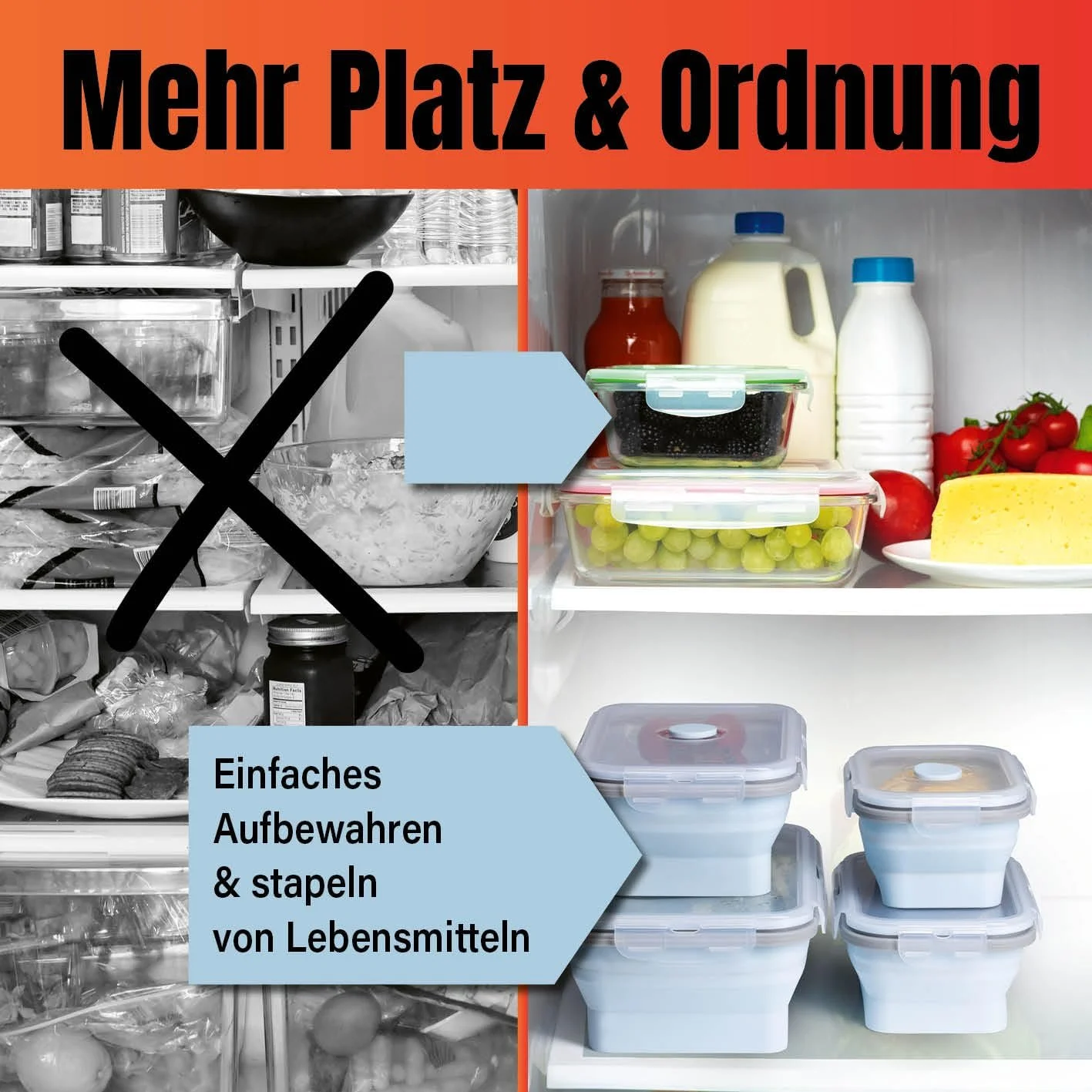 Контейнери для зберігання їжі GOURMETmaxx Klick-it Set of 4 Foldable BPA-Free, фото №7