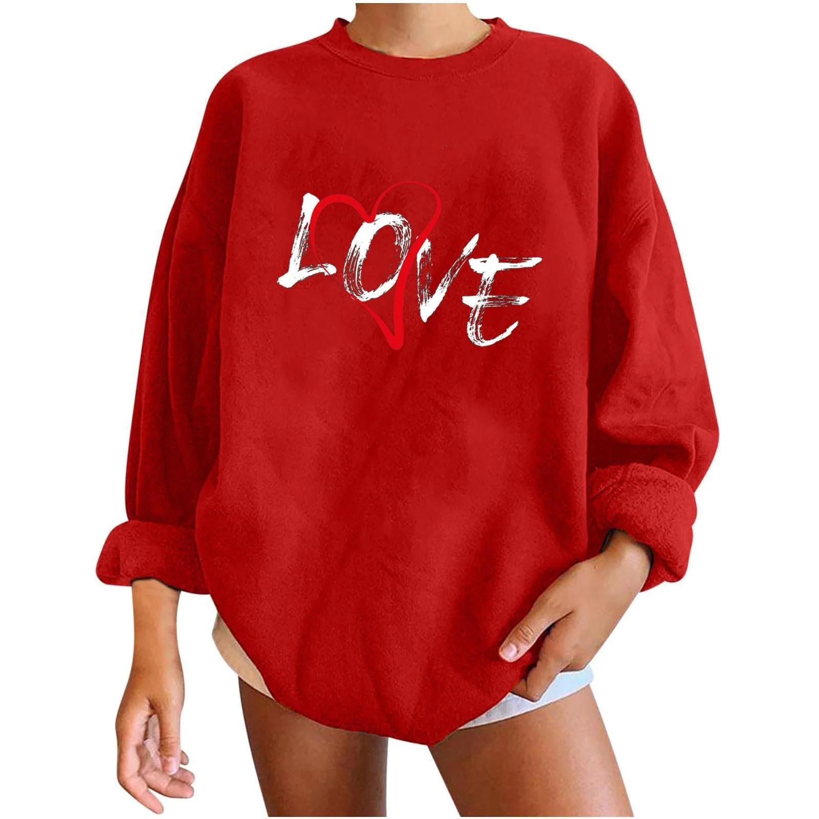 Свитшот NZYIHAO Oversize Женский Длинный рукав Принт сердце, фото №1