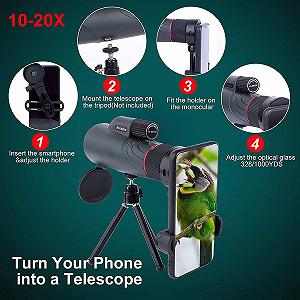 Монокуляр Telescop 10-20x50 Компактный Зум с призмой BAK4, FMC Линза synthetic.ua - Фото 1