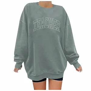 Женский свитшот с длинными рукавами, круглый вырез, свободный, для модных топов, спорта, гимнастики, атлетики, повседневного стиля, на шнурках - Фото 1