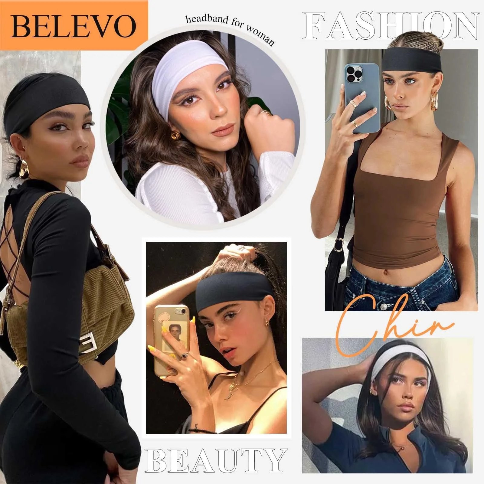 Спортивна Пов'язка на Голову 9 cm Чорний, Білий, фото №4 Спортивна Пов'язка на Голову 9 cm Чорний, Білий, фото №4