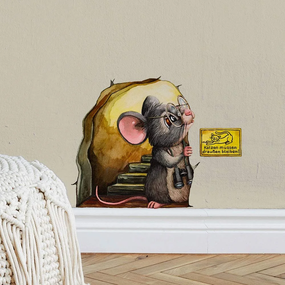 Наклейка на стіну ilka parey wandtattoo-welt Мишачі двері MT5 Котам вхід заборонено, фото №1
