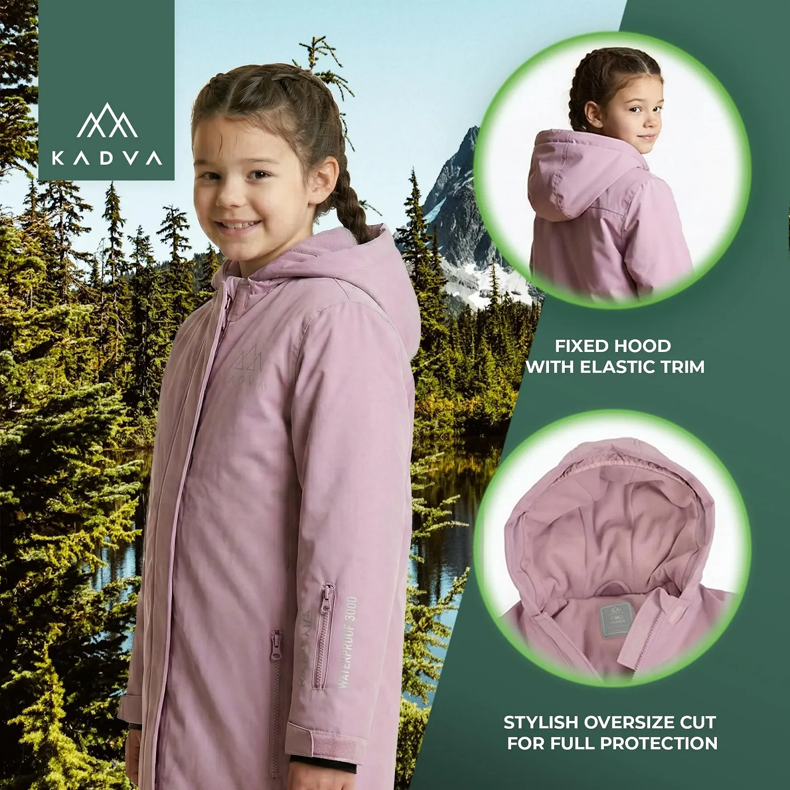 Лижна куртка KADVA SKIRO JR з капюшоном, водонепроникна, вітрозахисна, кишені на блискавці, регульовані манжети на липучках, з відбивачами, фото №7