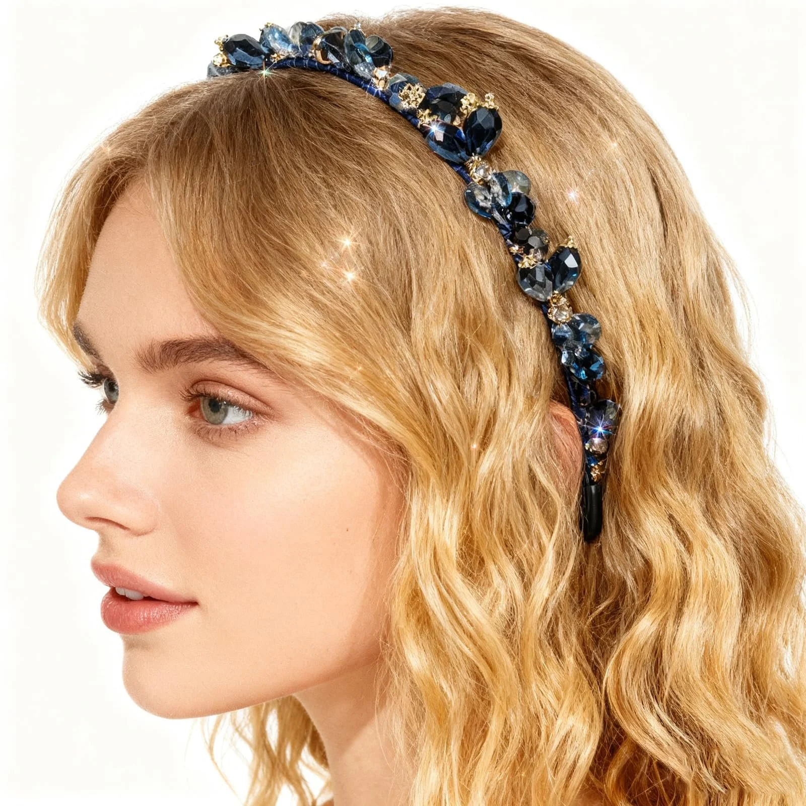 Набір з 3 обручів на голову з блискучими стразами, фото №4