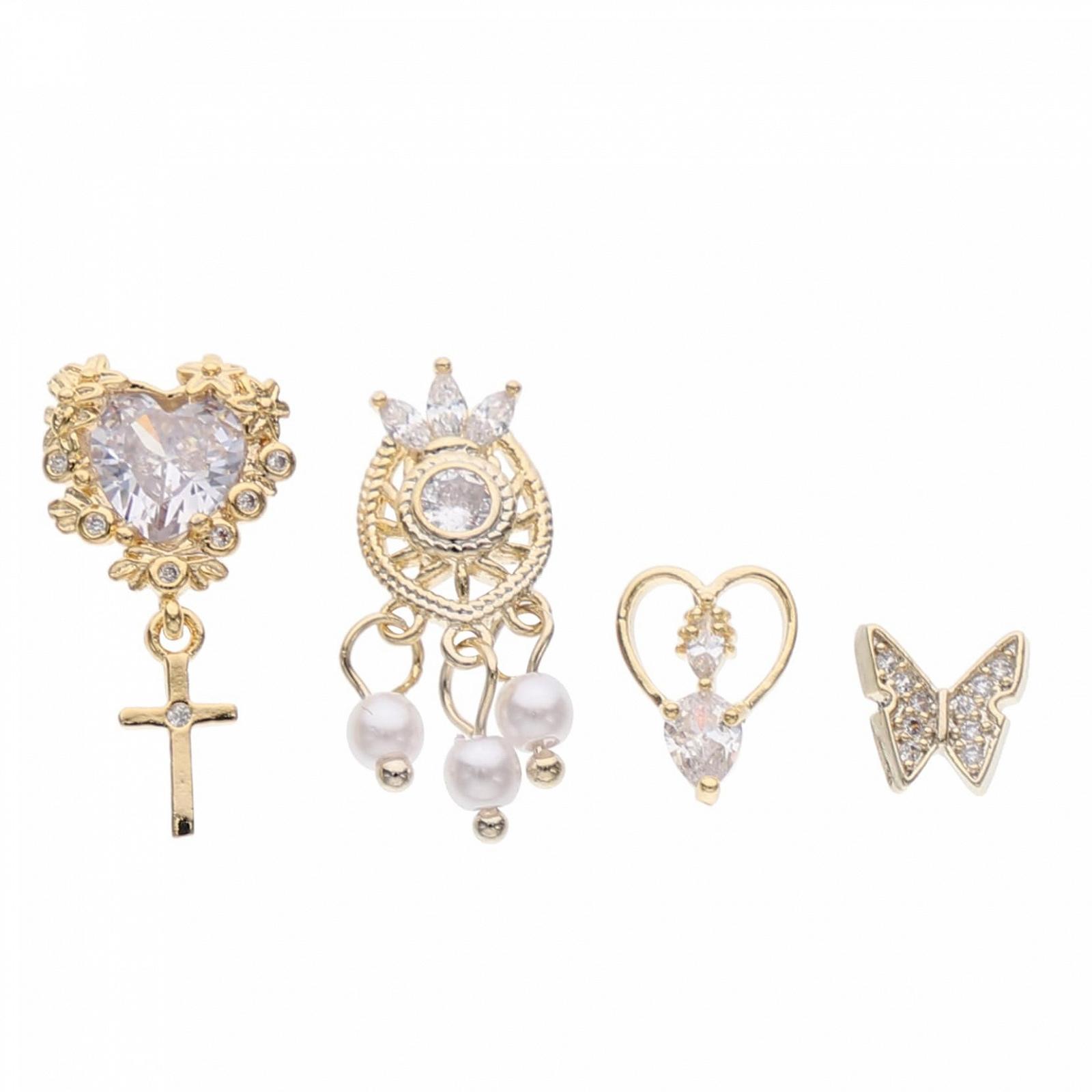 Подвески для ногтей PLAFOPE, 4 шт., аксессуары для ногтей, украшения для ногтей, драгоценные камни для ногтей, наклейки для подвесок для ногтей, изысканный DIY дизайн ногтей, ювелирные изделия для ногтей для девушек, металл, фото №1