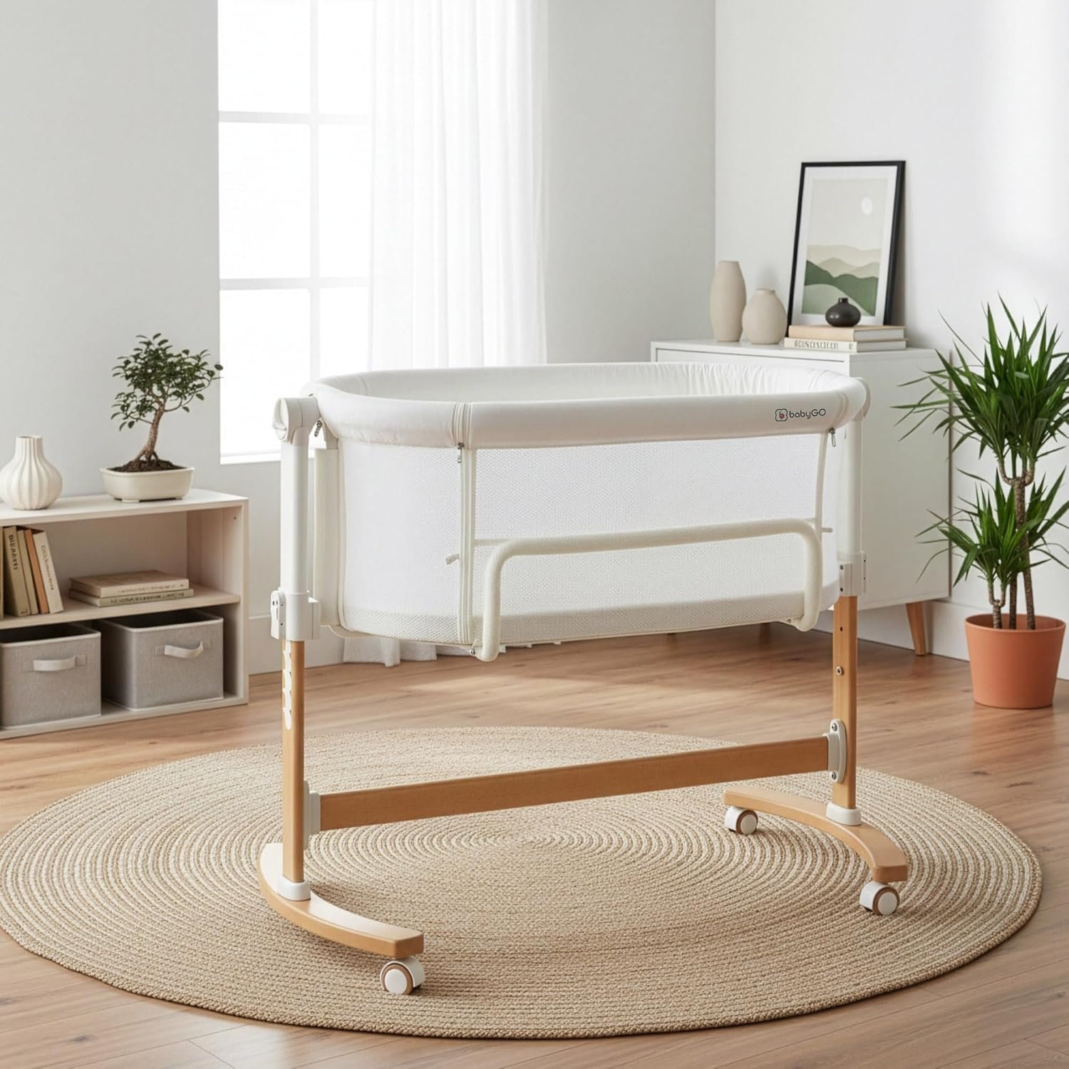 Детская кроватка Babygo Amila Beige Creme / Приставная кровать с матрасом / Белая, фото №10 Детская кроватка Babygo Amila Beige Creme / Приставная кровать с матрасом / Белая, фото №10