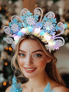 Обруч IYOU Снежинка Светящийся Голубой LED Рождественский synthetic.ua - Фото 1