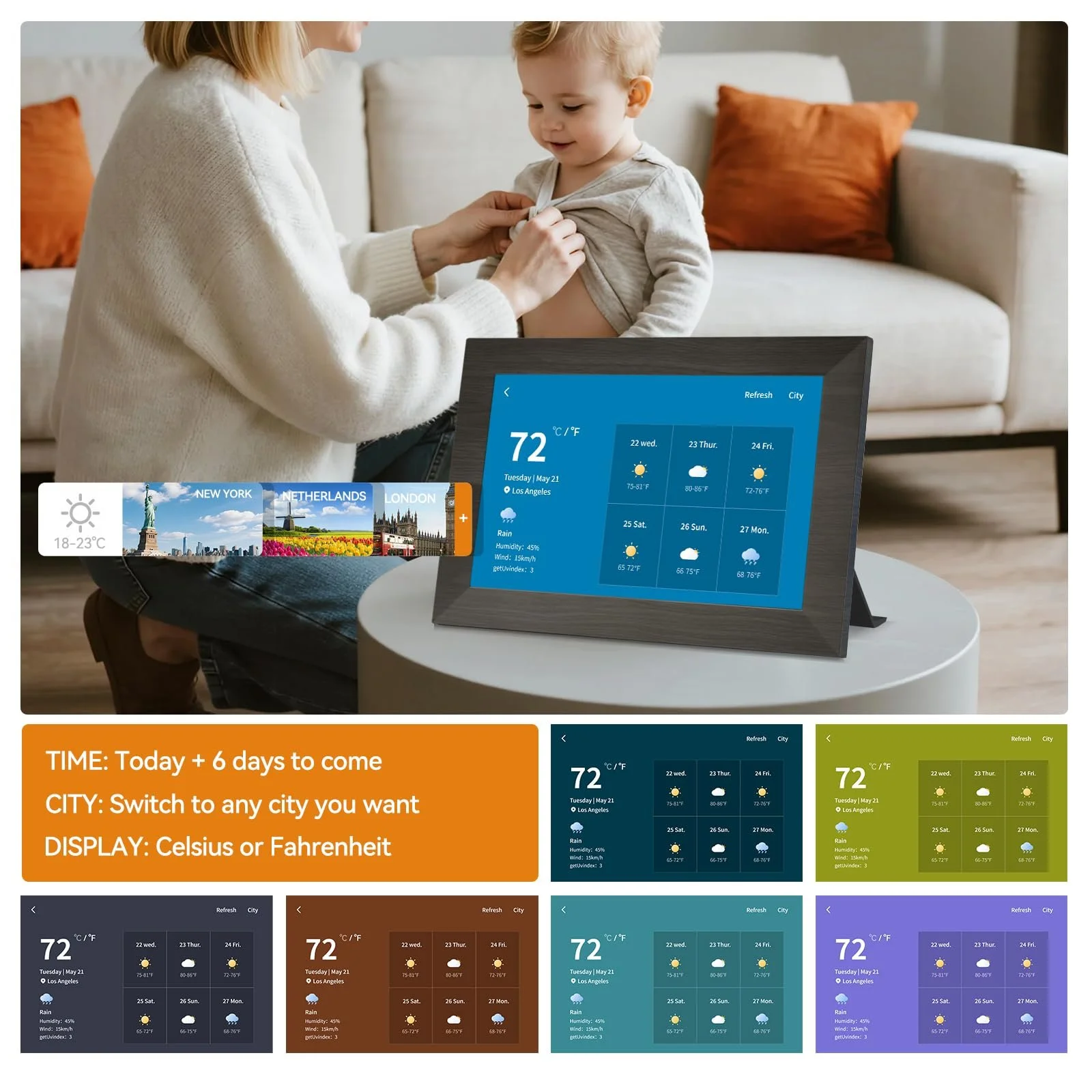 Цифровая фоторамка BWJBSW 10 дюймов WiFi 32 ГБ IPS Touchscreen Auto-Rotate, фото №4
