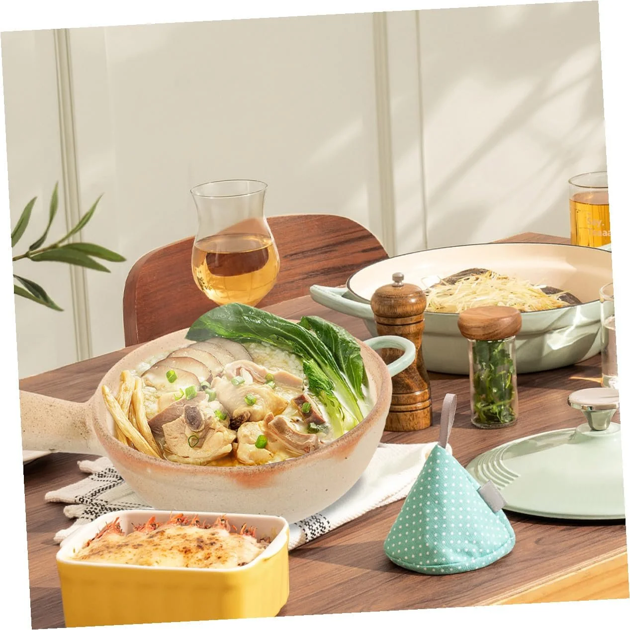 Кастрюля для запекания керамическая с ручкой термостойкая ударопрочная, фото №5