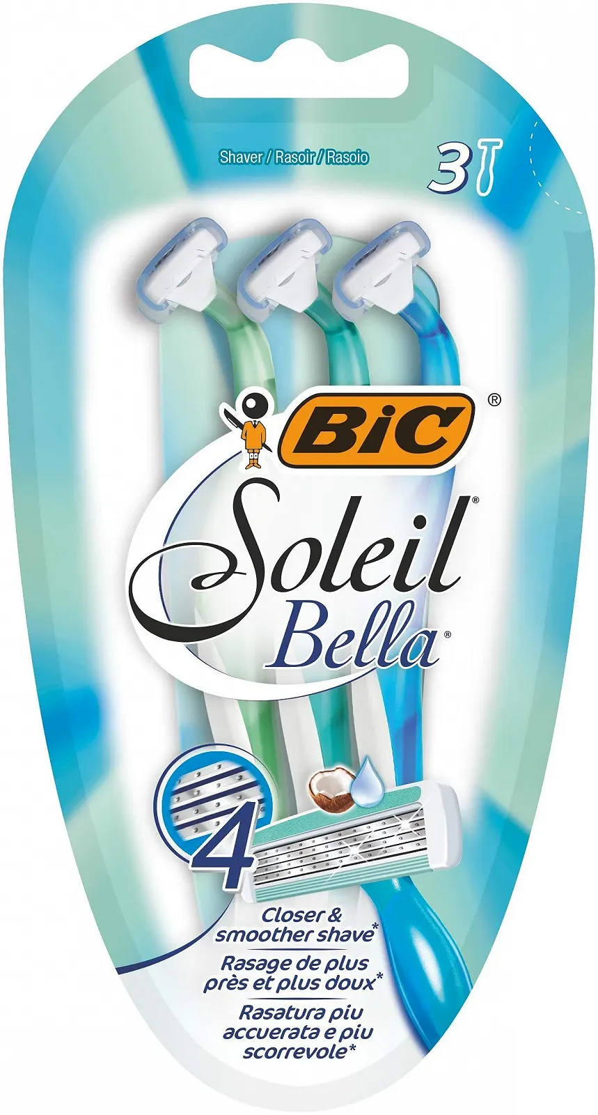 Набор женских бритв BIC Soleil Bella 4 лезвия 3 штуки, фото №1 Набор женских бритв BIC Soleil Bella 4 лезвия 3 штуки, фото №1
