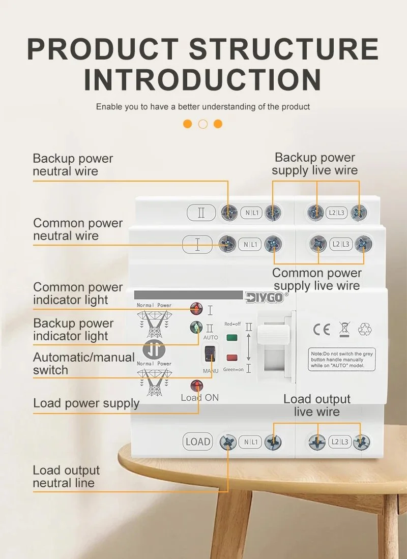 Автомат введення резервного живлення DIYGO DGLBD-80/2E 2P 80A 220V АВР перемикач, фото №7 Автомат введення резервного живлення DIYGO DGLBD-80/2E 2P 80A 220V АВР перемикач, фото №7