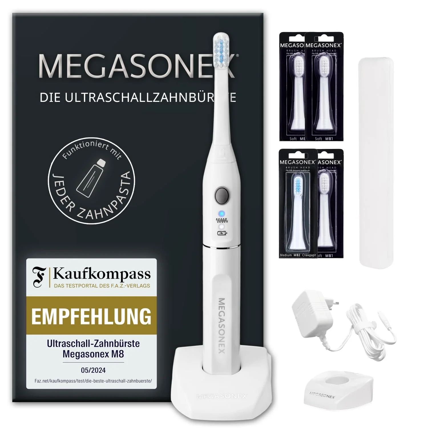 Ультразвуковая зубная щетка MEGASONEX M8 Белая, фото №1