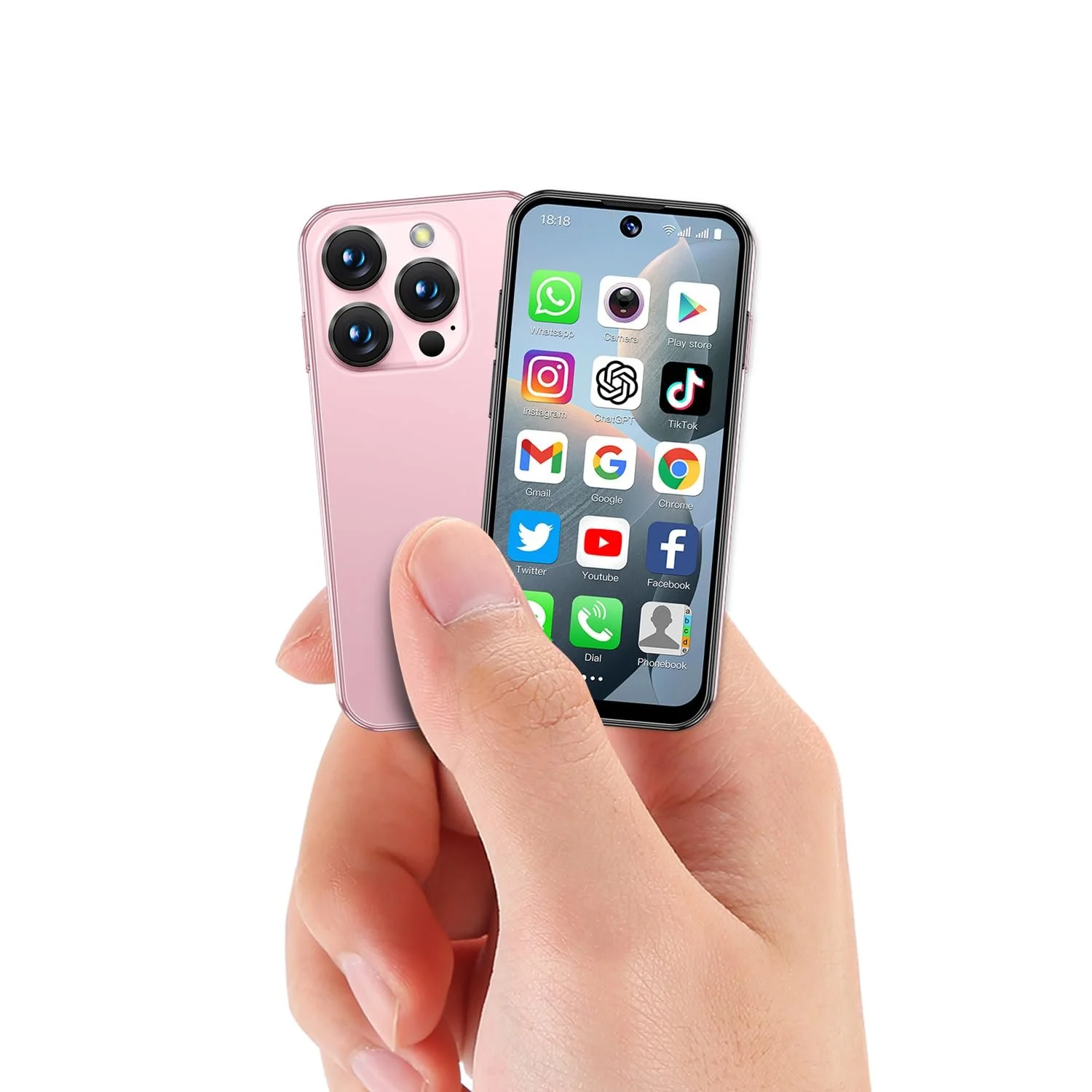 Смартфон YOHOPE Mini 3.88 дюйма HD Dual SIM Face ID Pink-3G, фото №1