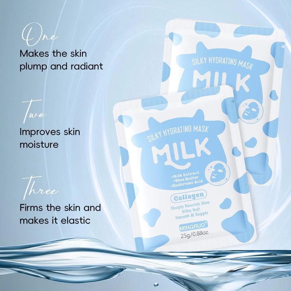 Тканинна маска для обличчя MINGRUO Зволожуюча (Молоко), 10 шт, фото №5
