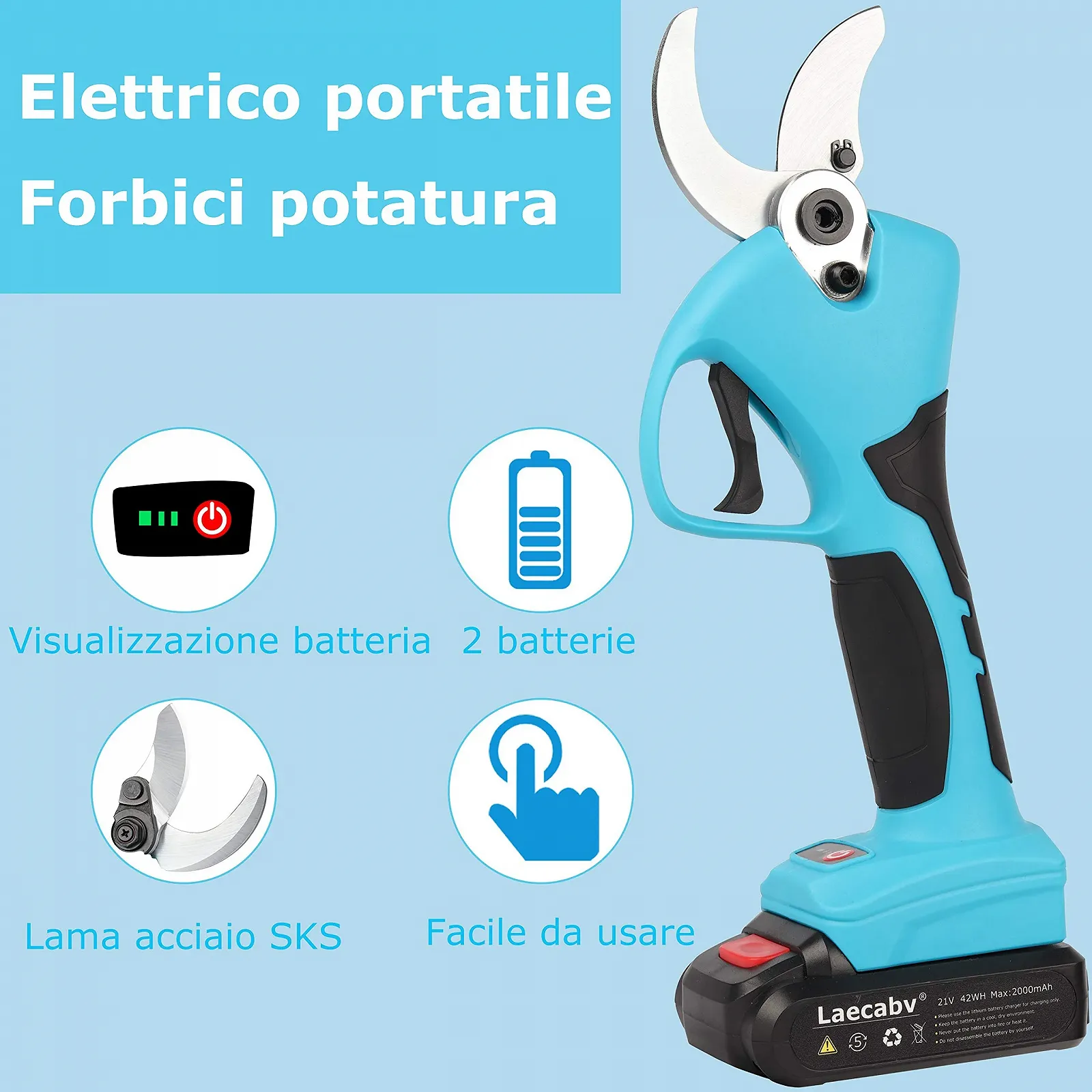 Електричний секатор Laecabv Professional 40 мм 21 V, фото №2