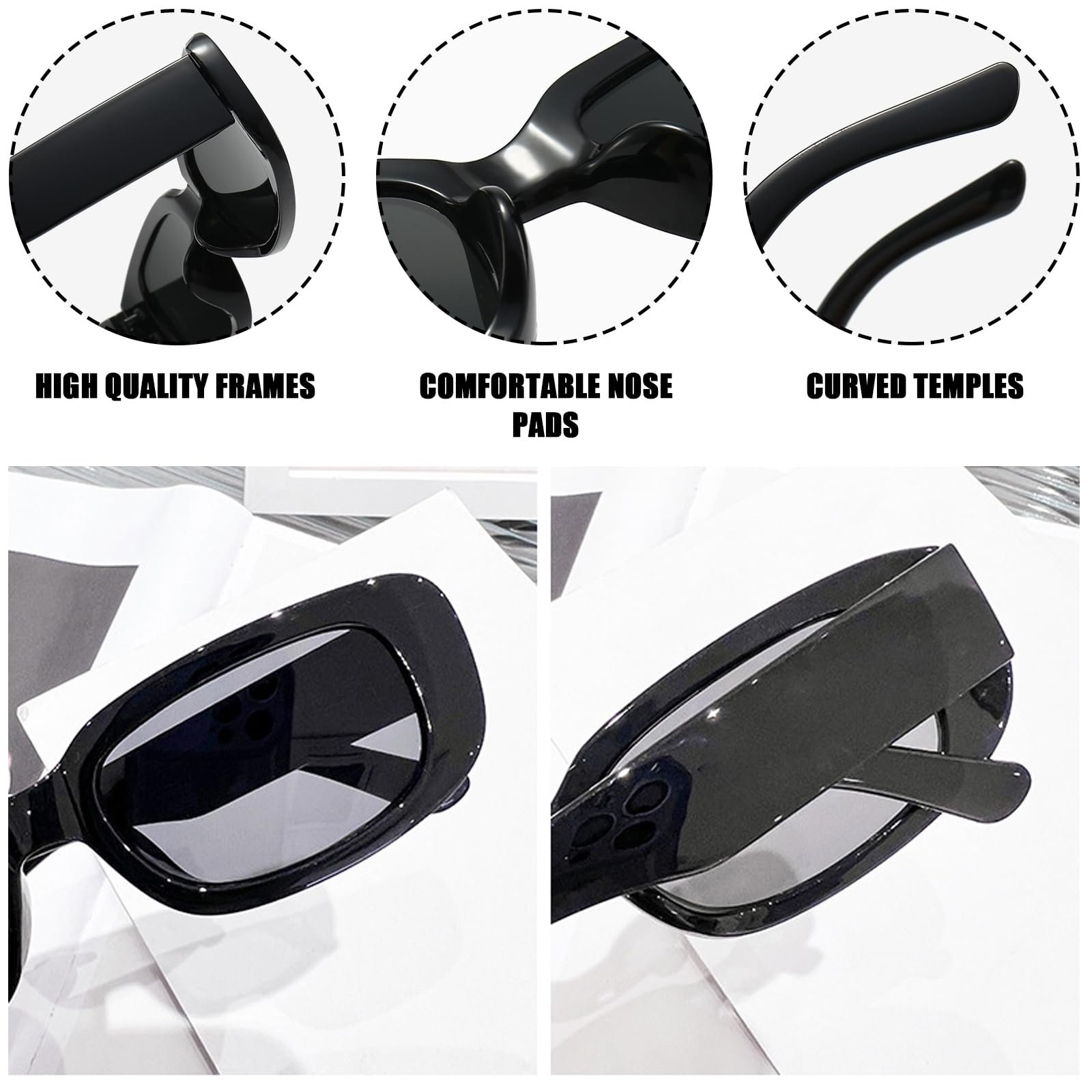 Сонцезахисні Окуляри DKDDSSS Вінтажні Прямокутні UV400 Різнокольорові, Набір з 5 штук, фото №4