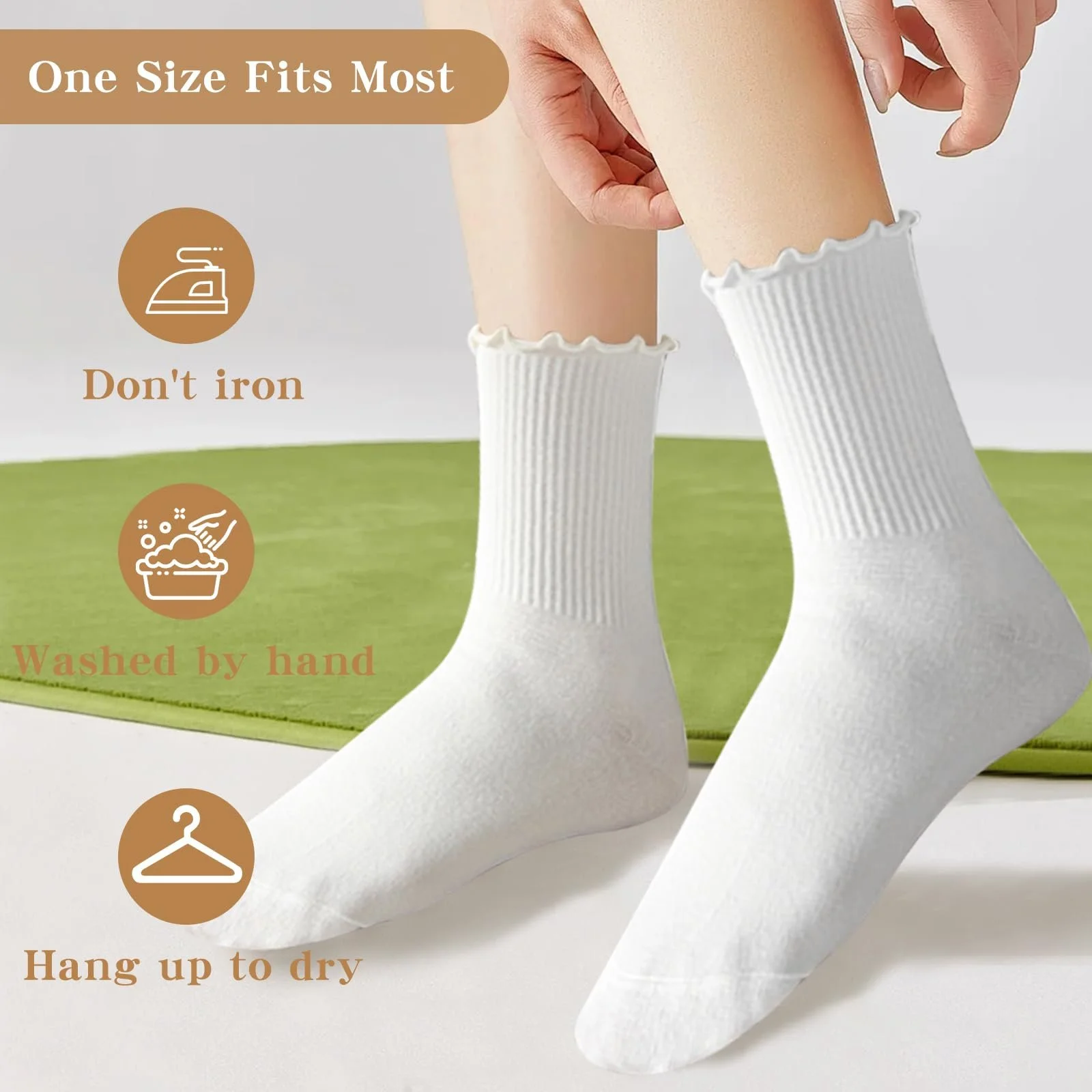 Носки с рюшами 12 пар, Женские, Белые и Черные Носки с Рюшами, Дышащие Хлопковые Носки, Мягкие Носки до Щиколотки для Ежедневного Использования, Досуга, Подарок, фото №4