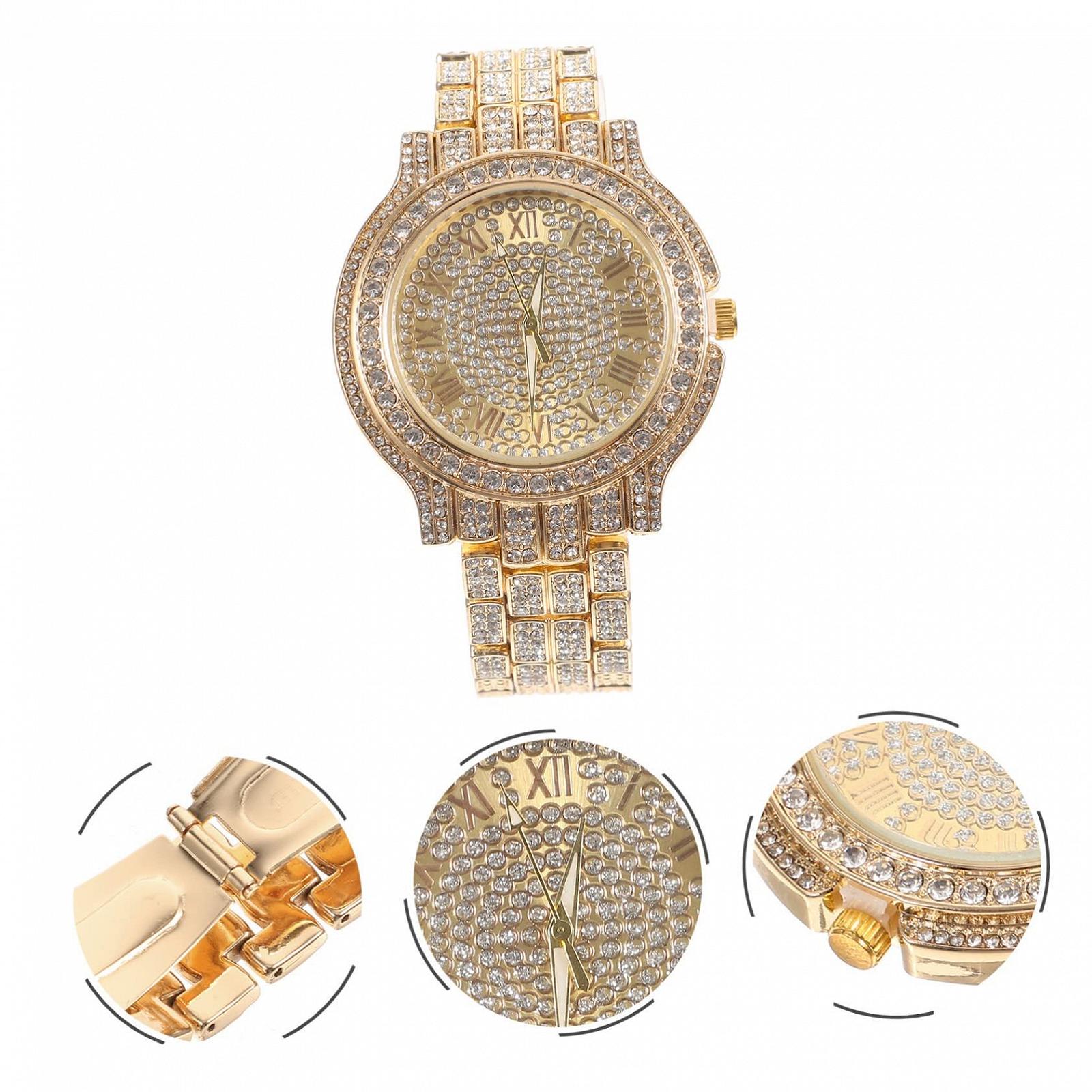 Цифровые часы LIFKOME Gyro со стразами для женщин, римские, розовое золото, фото №7