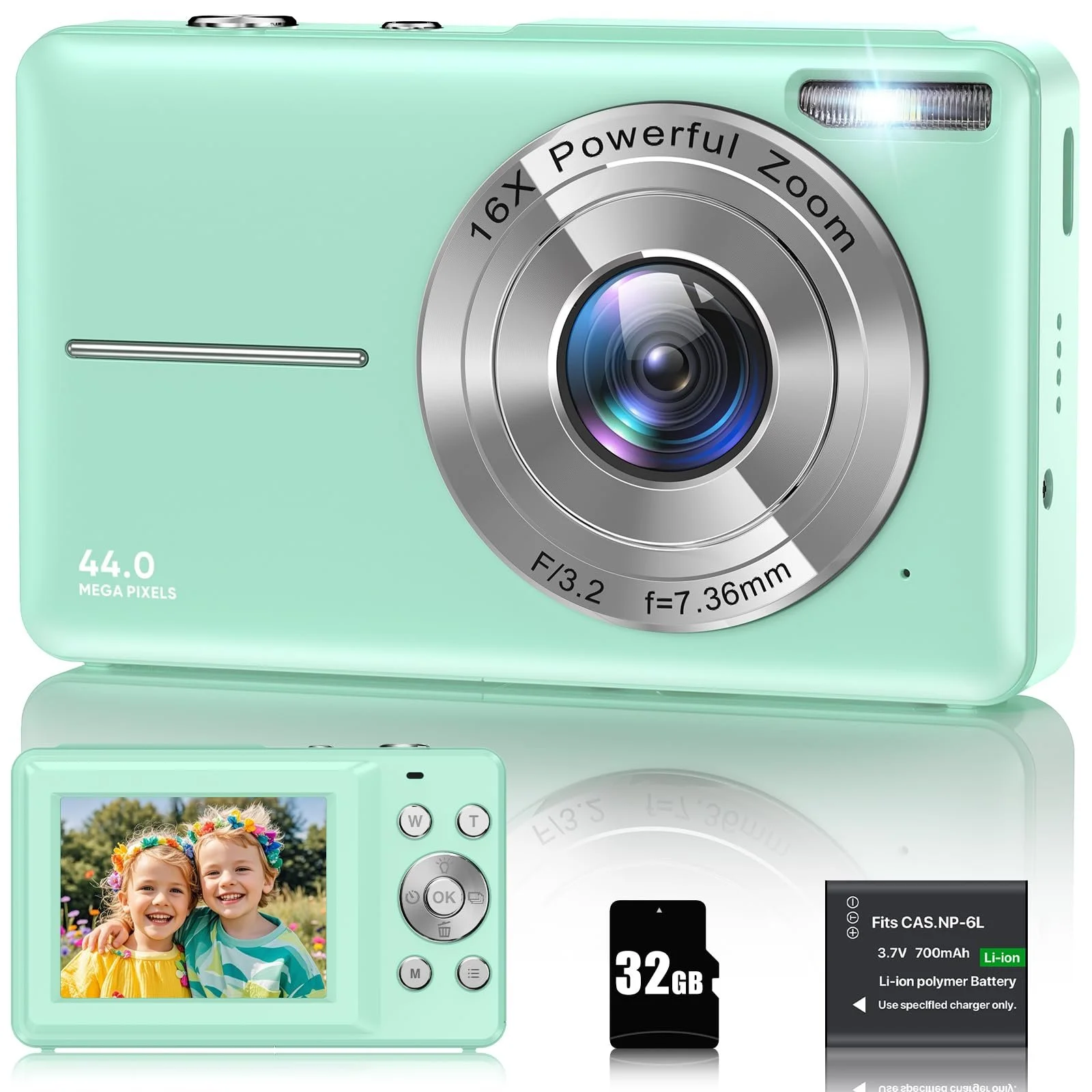 Цифрова фотокамера 1080P 44MP 16X Digital Zoom 2.4" LCD 32G Green, фото №1