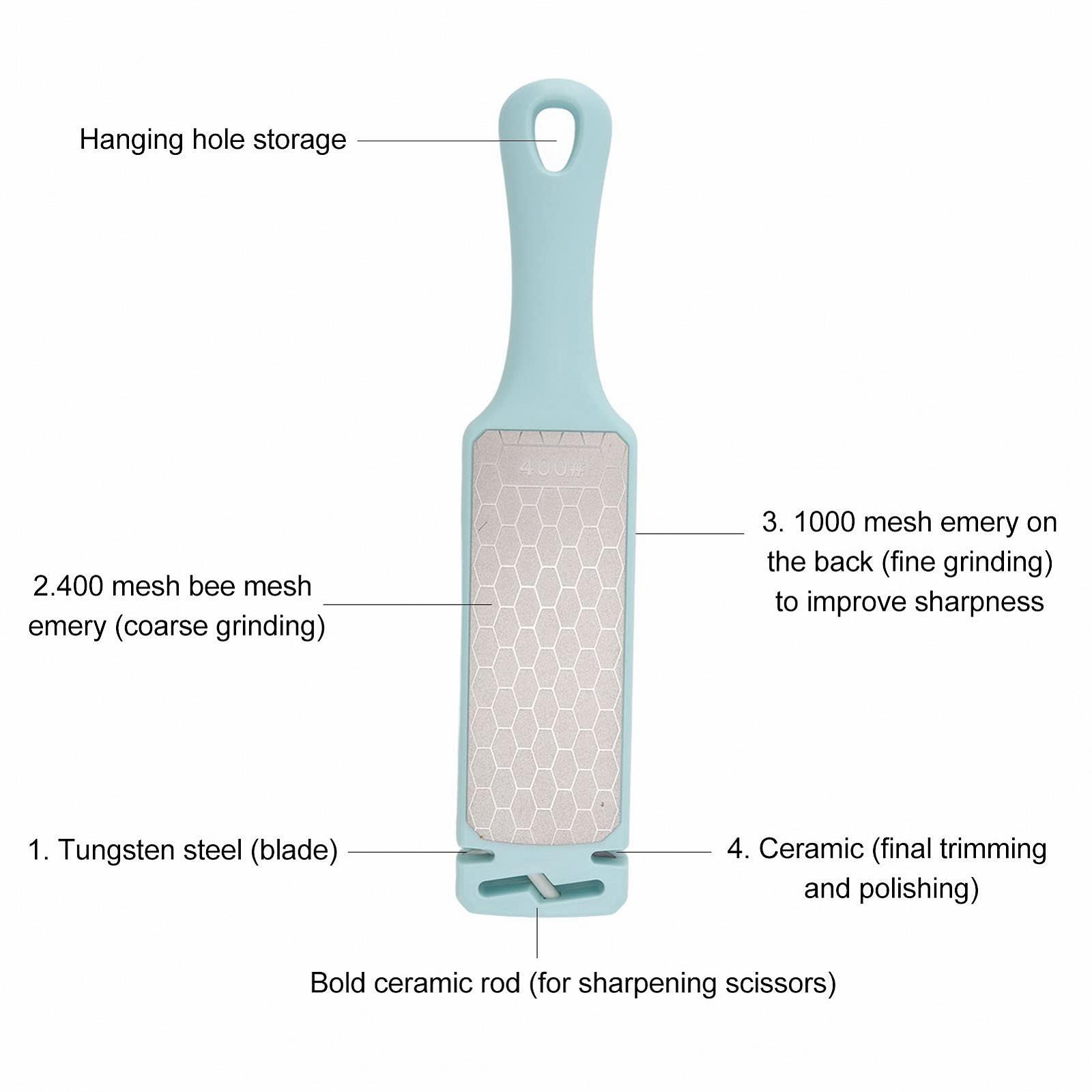 Точилка для ножей двусторонняя наждачная с отверстием для подвеса Синий, фото №3