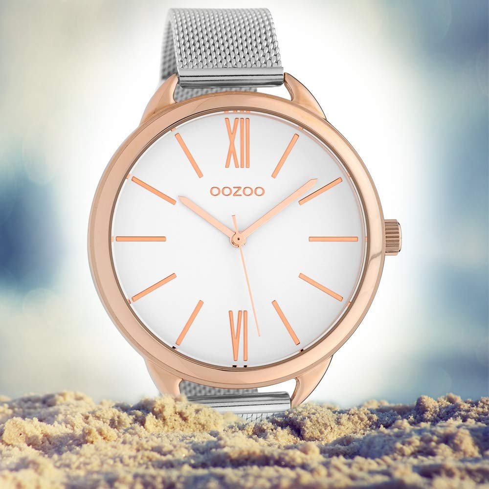 Женские часы Oozoo C10133 с миланским металлическим ремешком из нержавеющей стали 45 мм Розовый / Белый / Серебряный, Розовое золото-белый, розовое золото, Браслет, фото №4 Женские часы Oozoo C10133 с миланским металлическим ремешком из нержавеющей стали 45 мм Розовый / Белый / Серебряный, Розовое золото-белый, розовое золото, Браслет, фото №4