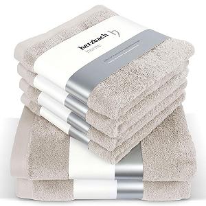 Набір рушників herzbach home Premium 100% бавовна Sand Grey - Фото 1