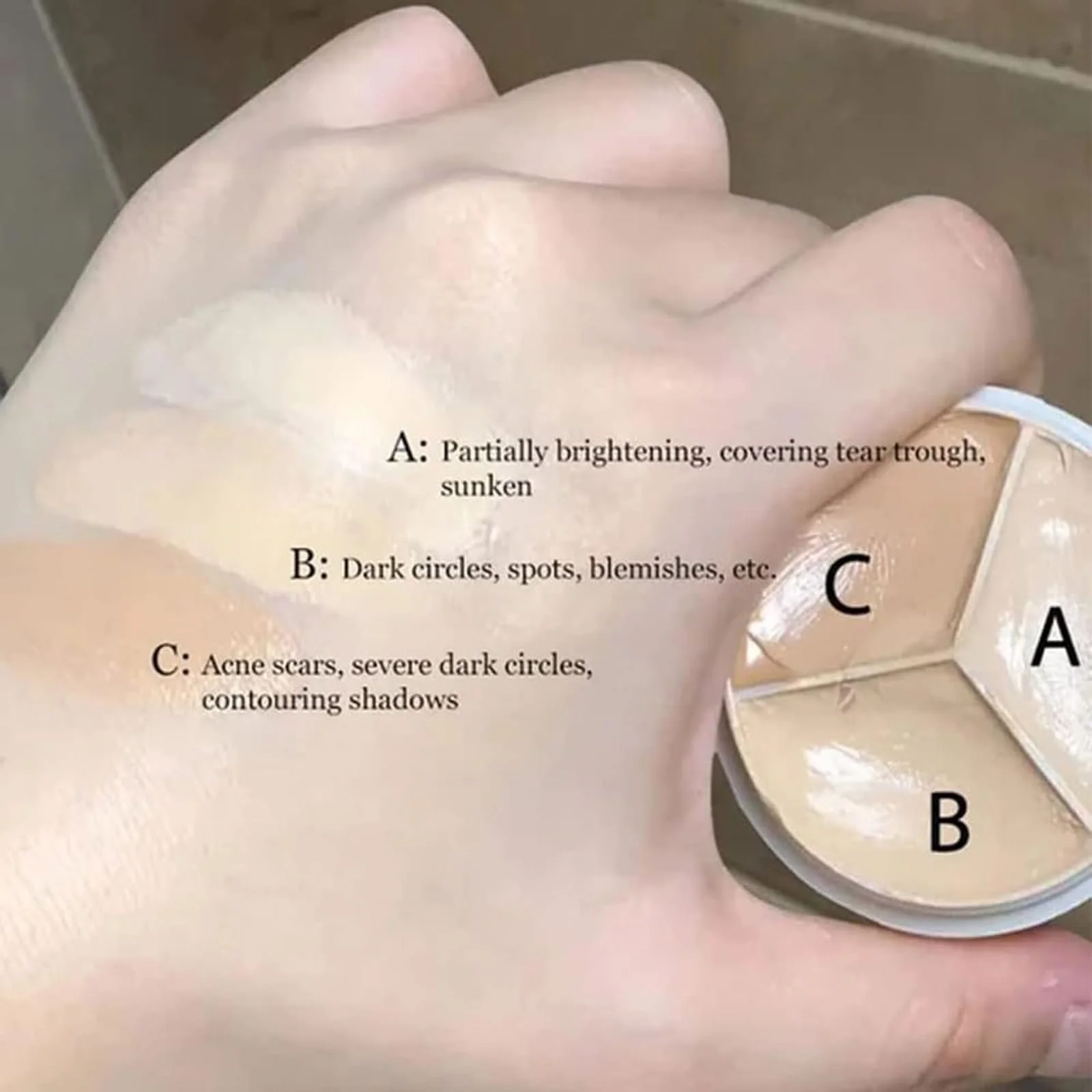 Консилер Триколірний Donubiiu Багатоцільовий Палетка для приховування слідів від акне та темних кіл під очима Водостійкий 3PCS-B, фото №3 Консилер Триколірний Donubiiu Багатоцільовий Палетка для приховування слідів від акне та темних кіл під очима Водостійкий 3PCS-B, фото №3