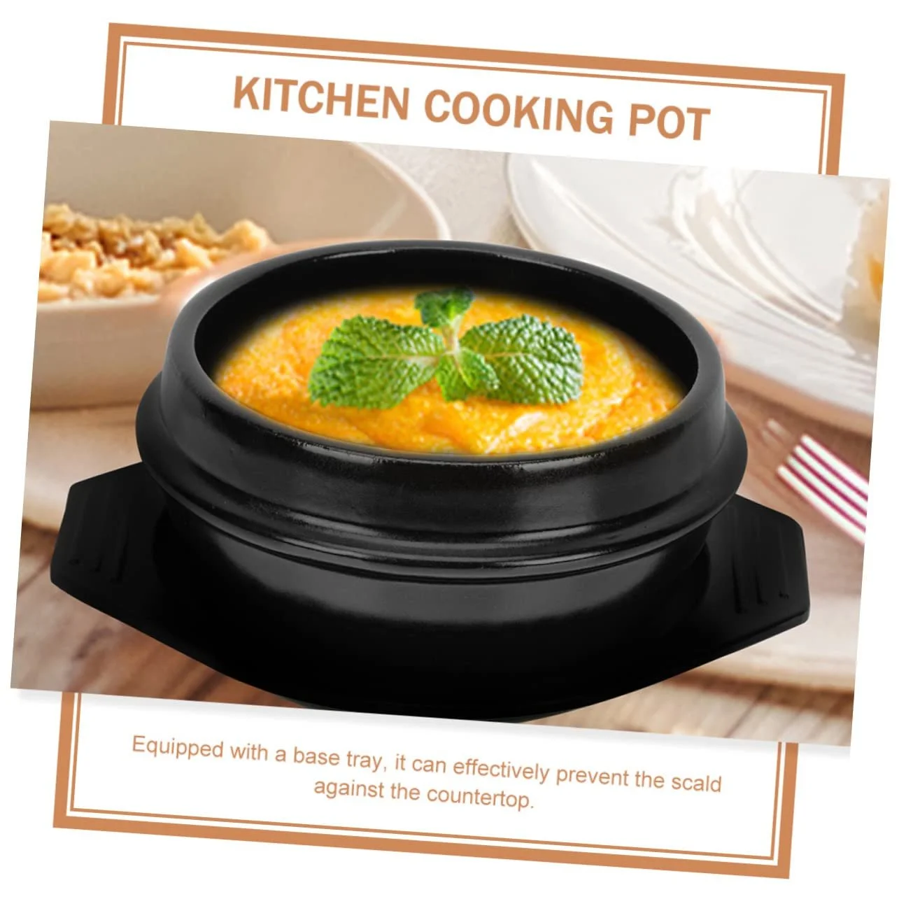 Горщик керамічний Круглий Для бібімбапа З піддоном Термостійкий, фото №2