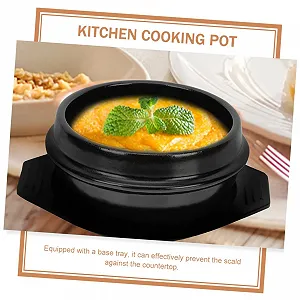 Горщик керамічний Круглий Для бібімбапа З піддоном Термостійкий synthetic.ua - Фото 1