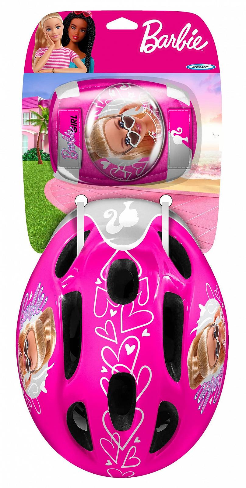 Шолом Захисний STAMP Barbie, Рожевий, S + Налокітники та наколінники, фото №2