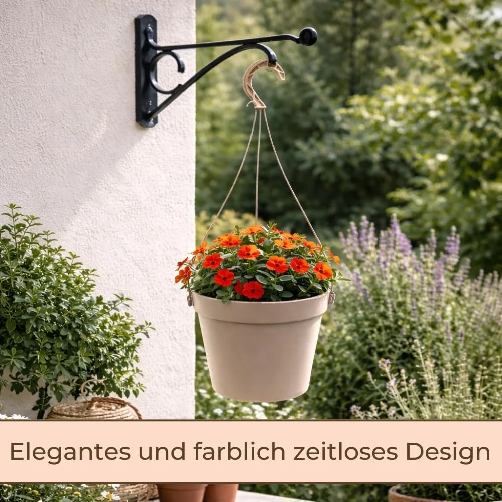 Набір підвісних кашпо GarPet пластикові 16х15 см 3 шт Тауп, фото №6